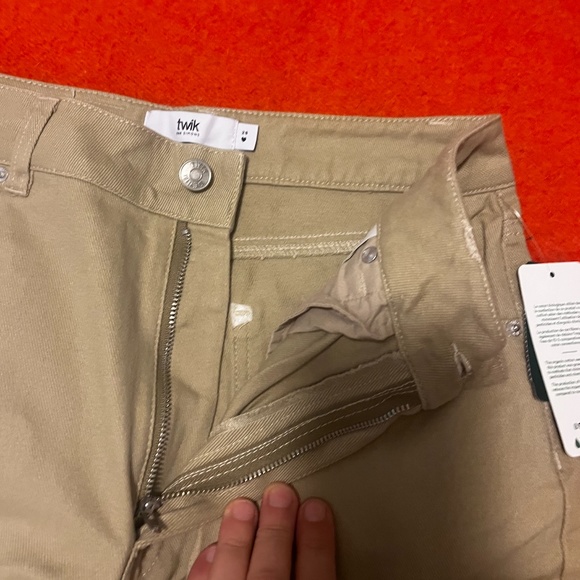 Fawn light brown organic cotton high rise straight leg jeans NWT - Picture 7 of 9